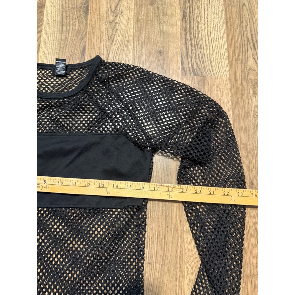 rue21 Mesh Top Womens Small Black Long Sleeve Net Overlay Goth Punk - Picture 7 of 9